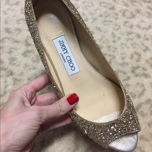 Jimmy Choo Coarse Glitter Flats
